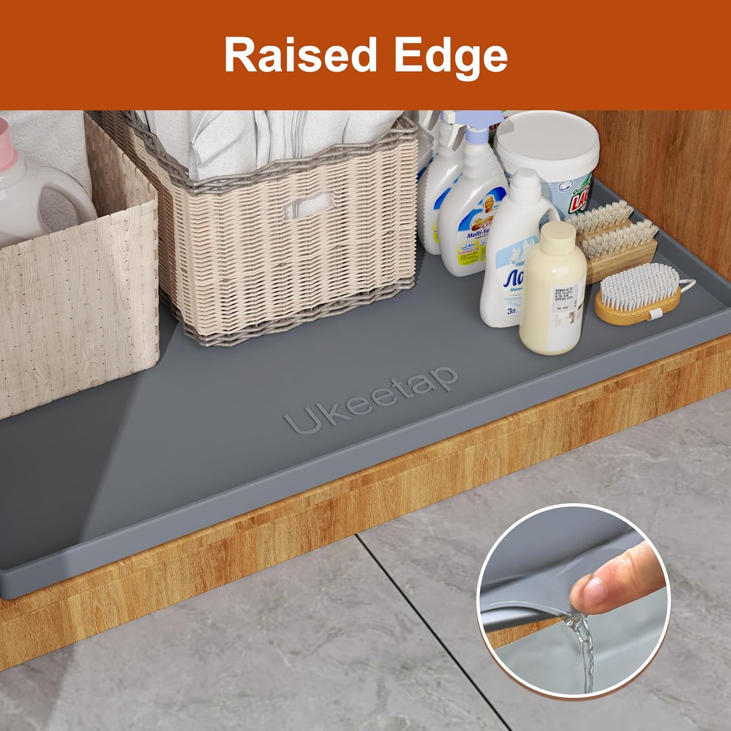 34" x 22" Extra Thick Silicone Mat Waterproof with Raised Edge,