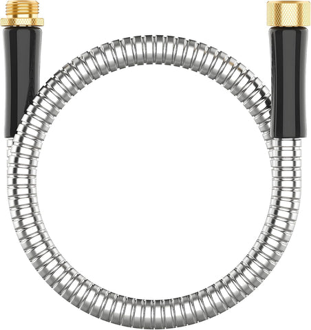 Short Metal Garden Hose 3 ft Connector, Stainless Steel Small Hose Extension Adapter for Hose Reel, Long, Flexible, Lightweight & Heavy Duty Water Pipe, No Kinking Outdoor Water Hose for Yard, 3 Feet