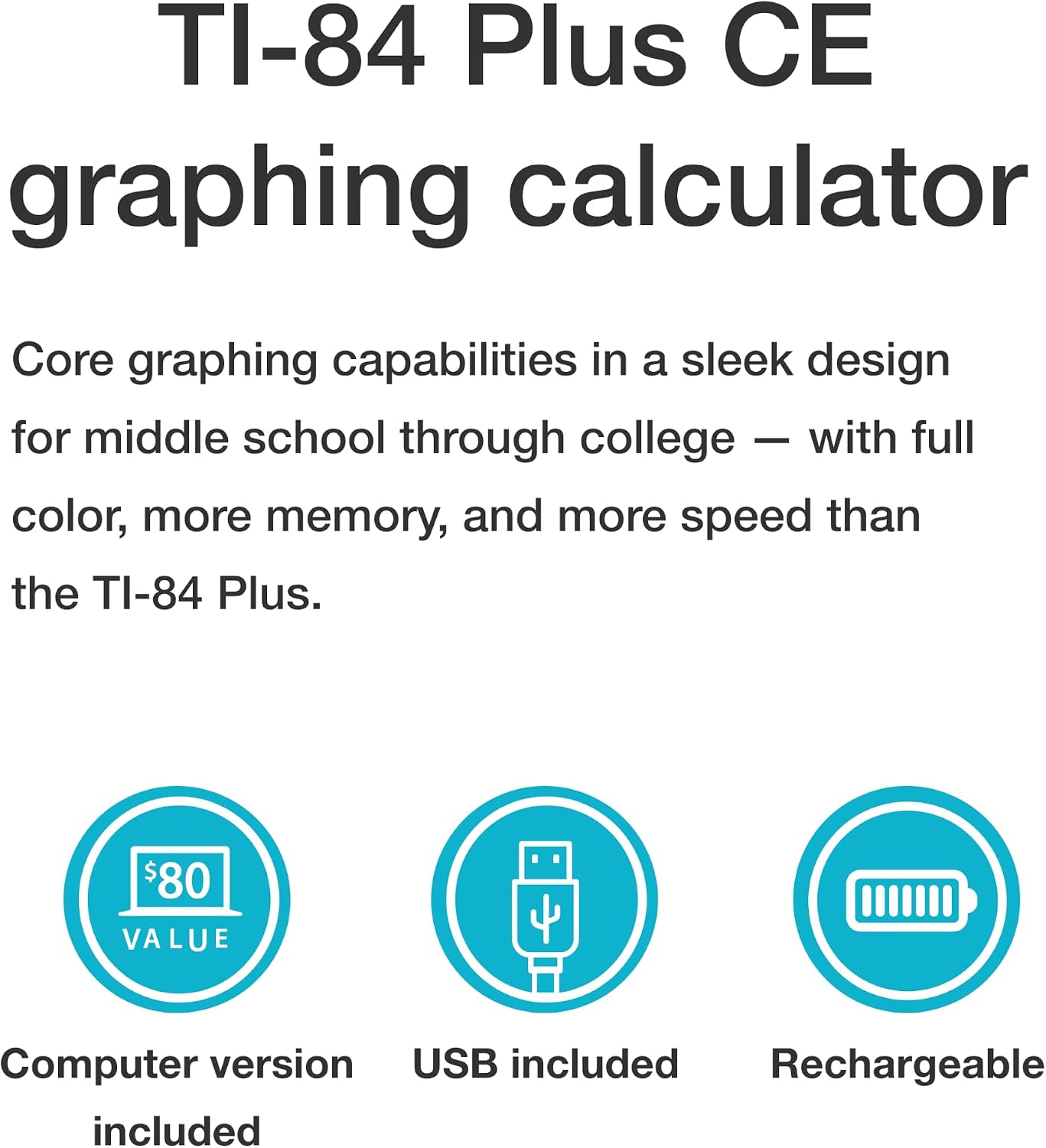 Texas Instruments TI-84 Plus CE Color Graphing Calculator, Black
