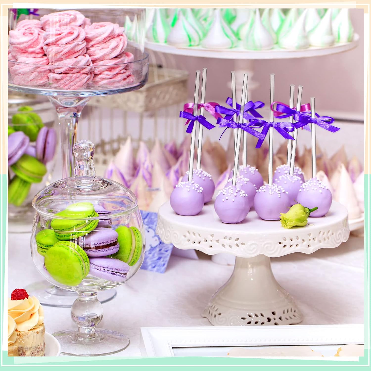 Zopeal 200 Pcs Acrylic Lollipop Stick Cake Pop Rod, 8 x 0.12 Inches, Clear