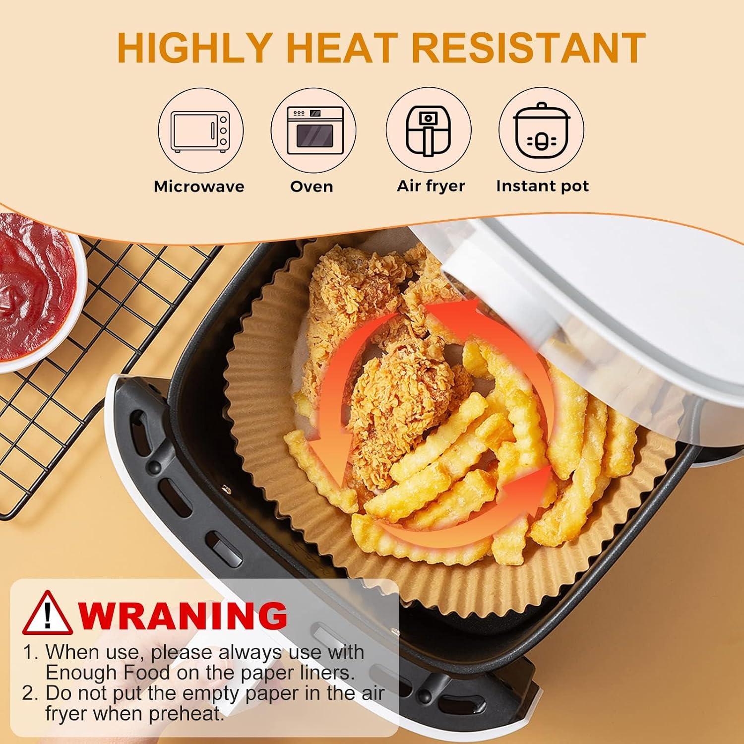 Vailnd 100Pcs 6.5 Inch Round Air Fryer Liners Disposable for 3-5QT