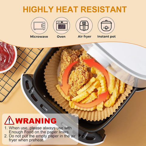 Vailnd 100Pcs 6.5 Inch Round Air Fryer Liners Disposable for 3-5QT