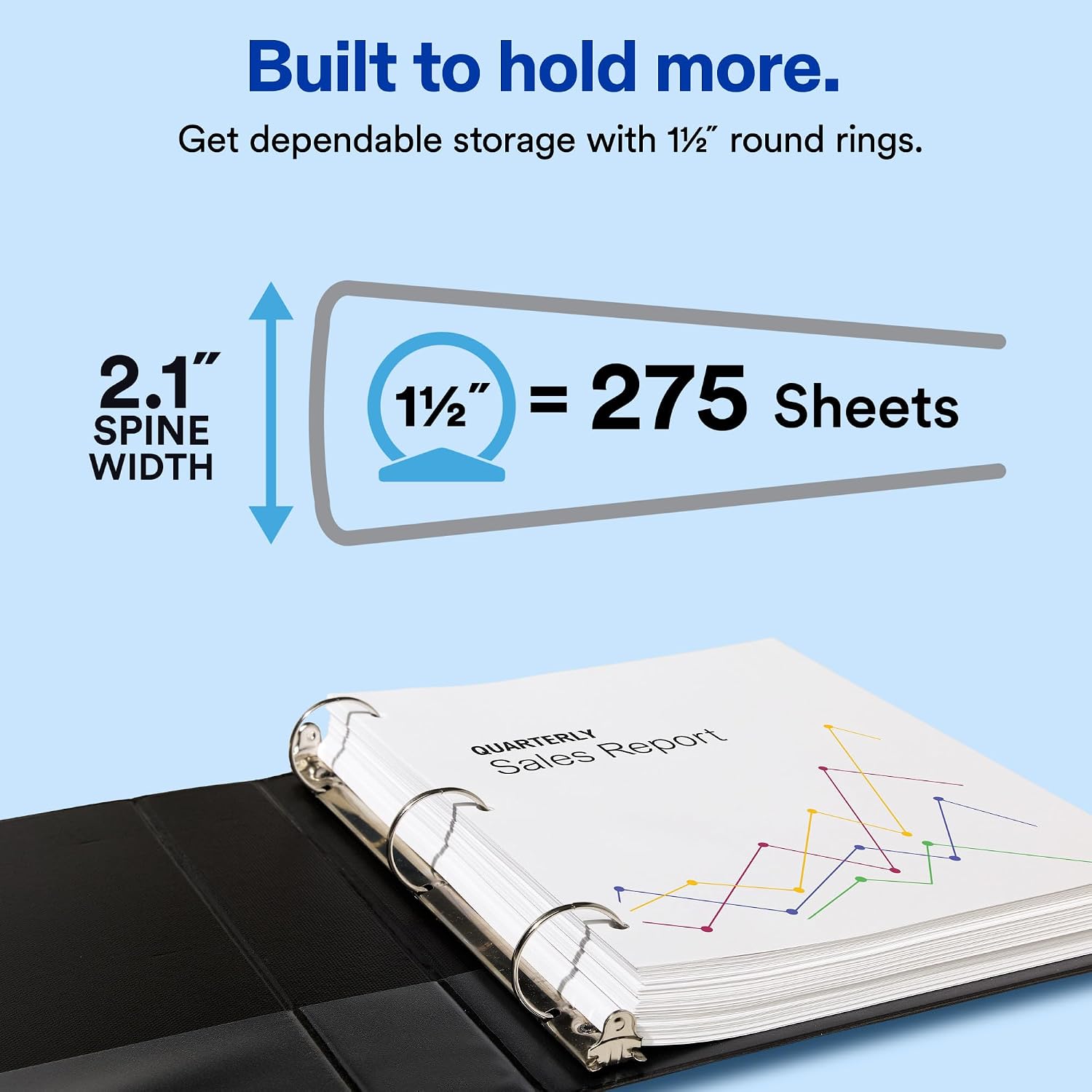 Avery® Standard View 3 Ring Binder, 1.5" Round Rings, 1 Black Binder