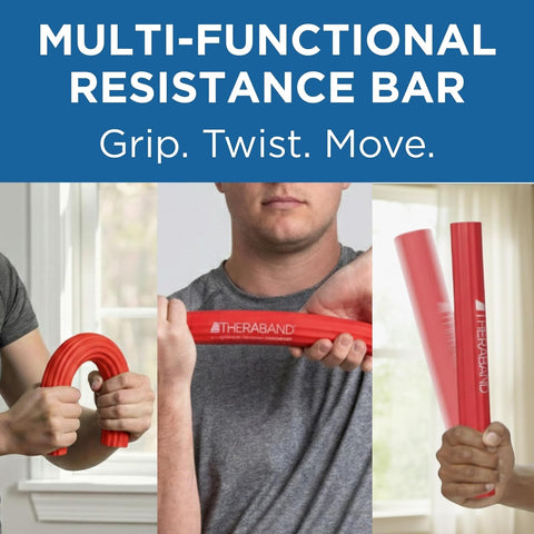 THERABAND FlexBar Resistance Bar, Physical Therapy, Flex, Elbow, Wrist, Red