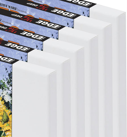 Creative Mark The Edge Deluxe Cotton 1-1/2" Deep Stretched Canvas for Painting, 12x12 Pack of 3, 14oz. Primed Weight, Universal Archival Priming, Medium Tooth, Hand-Stretched Canvas for Painters