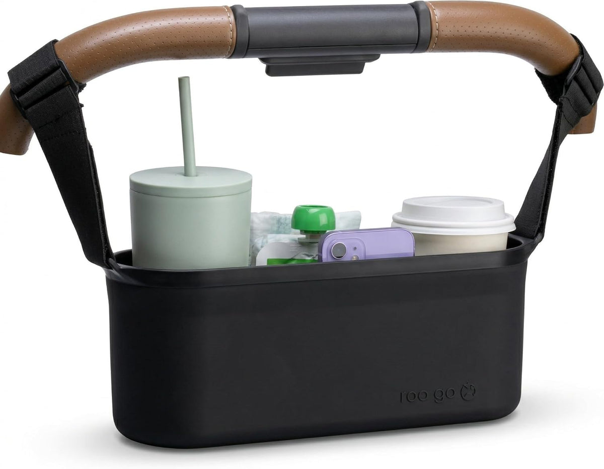 Silicone Stroller Organize, 40 oz Cup Holders, Waterproof & Easy-Clean, BPA-Free Caddy with Phone Pocket & Storage, Universal Anti-Slip Straps Fit UPPAbaby, Bugaboo, Nuna, Doona & Most Strollers