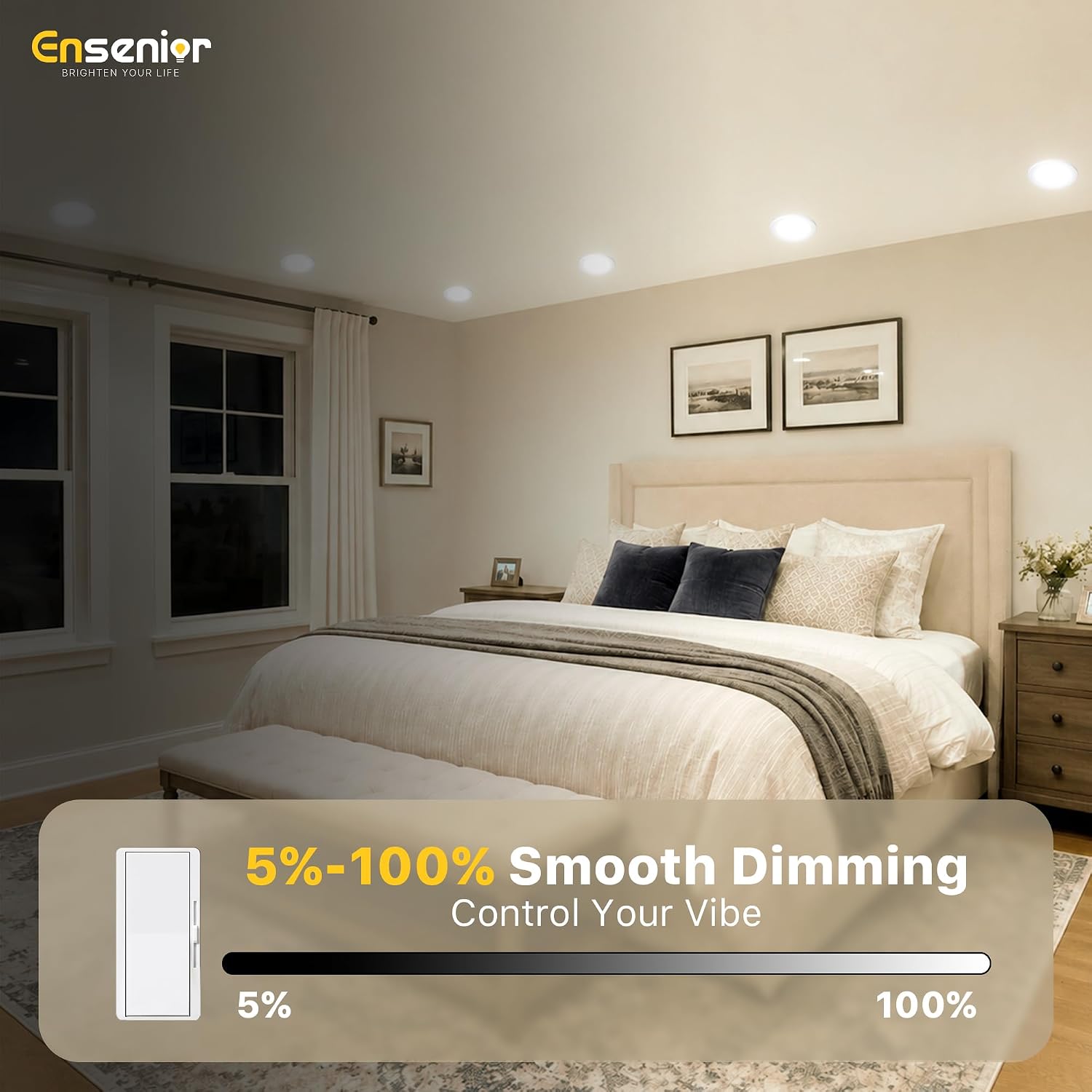 Ensenior 12 Pack 6 Inch LED Recessed Ceiling Light, 5CCT, 1200LM 12W 120V