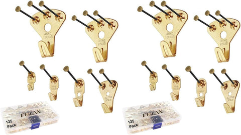 125 Pcs Heavy Duty Picture Hanging Kit with Nails for Wooden/Drywall - Professional Hangers for Canvas, Office Pictures, Clock, House Decoration - Holds 10-100 lbs (Pack of 2)