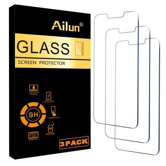 Ailun Glass Screen Protector for iPhone 14 / iPhone 13 / iPhone 13 Pro [6.1 Inch] Display 3 Pack Tempered Glass, Case Friendly