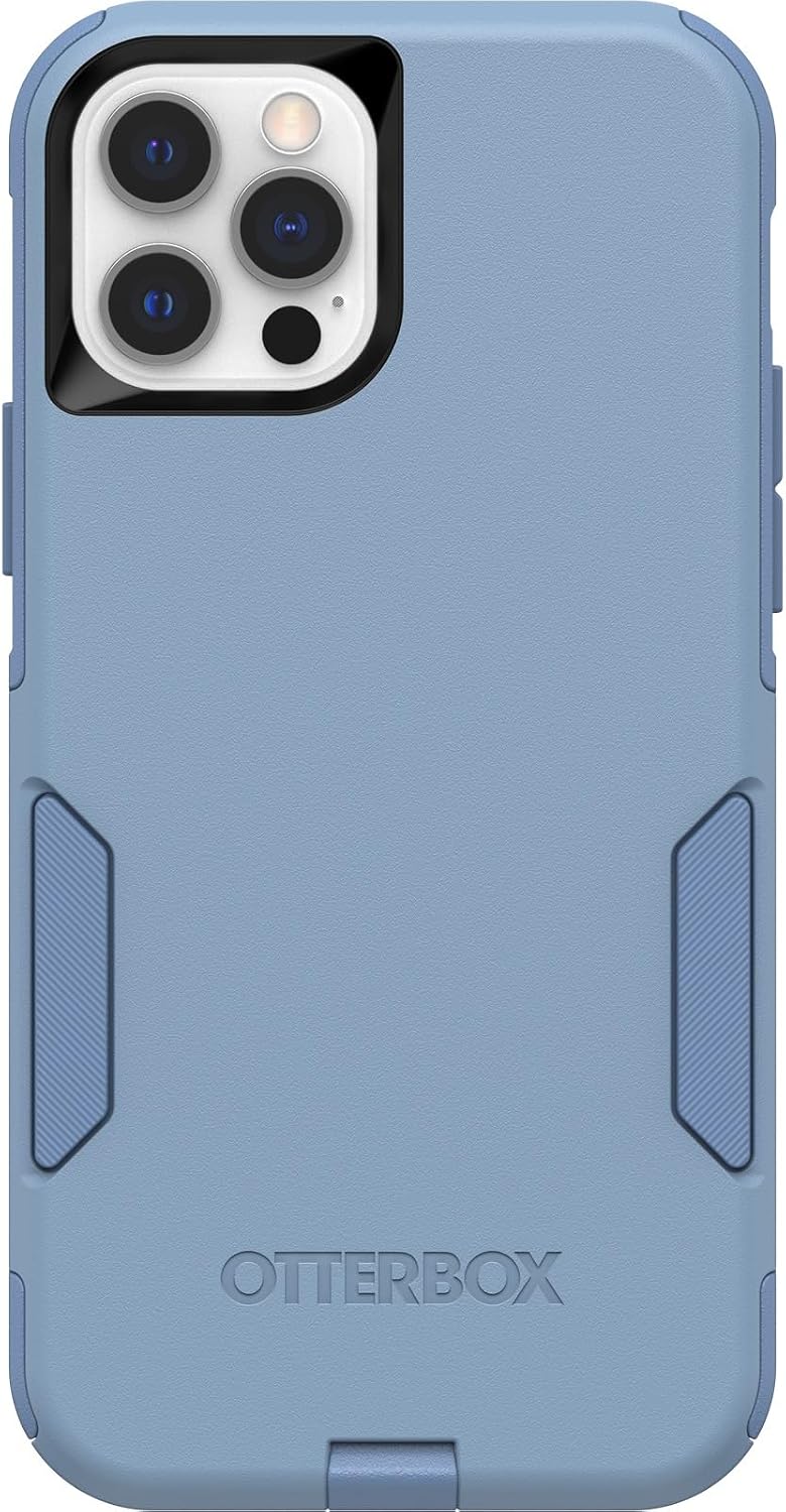 OtterBox iPhone 12 & iPhone 12 Pro (Only) - Commuter Series Case - Crisp Denim (Blue) - with Glass Elite+ Clear Screen Protector - Pocket-Friendly - with Port Protection - Non-Retail Packaging