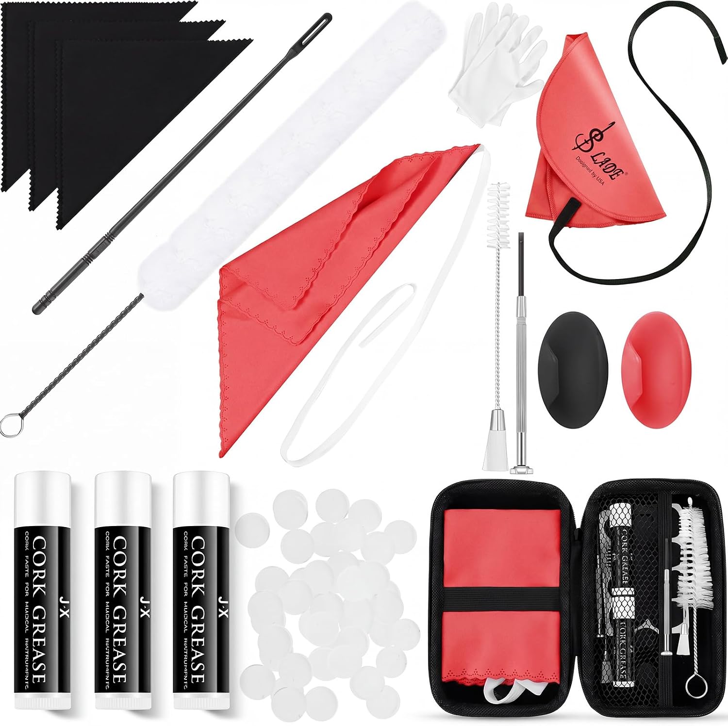 Vesici 40 Pcs Flute Cleaning Kit, Flute Care Accessories Set,Red