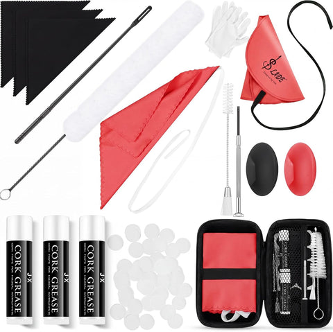 Vesici 40 Pcs Flute Cleaning Kit, Flute Care Accessories Set,Red