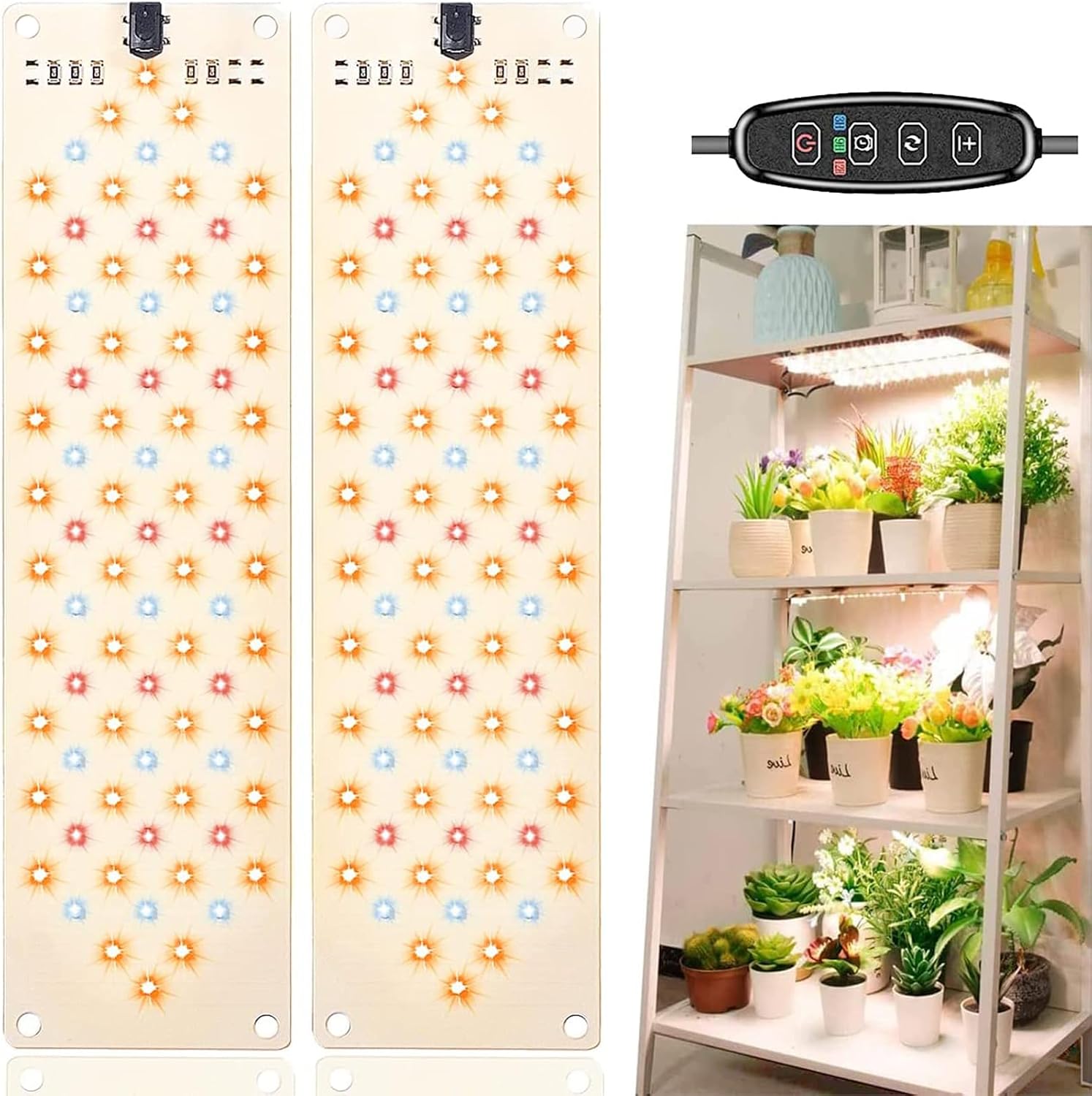 Grow Lights for Indoor Plants,Ultra-Thin Panel Grow Lamp,158LEDs Full Spectrum Grow Lights for Under Cabinet Plant, Grow Lamp with 3/9/12H Timer,10 Dimmable Levels for Plants Growing(2PCS)
