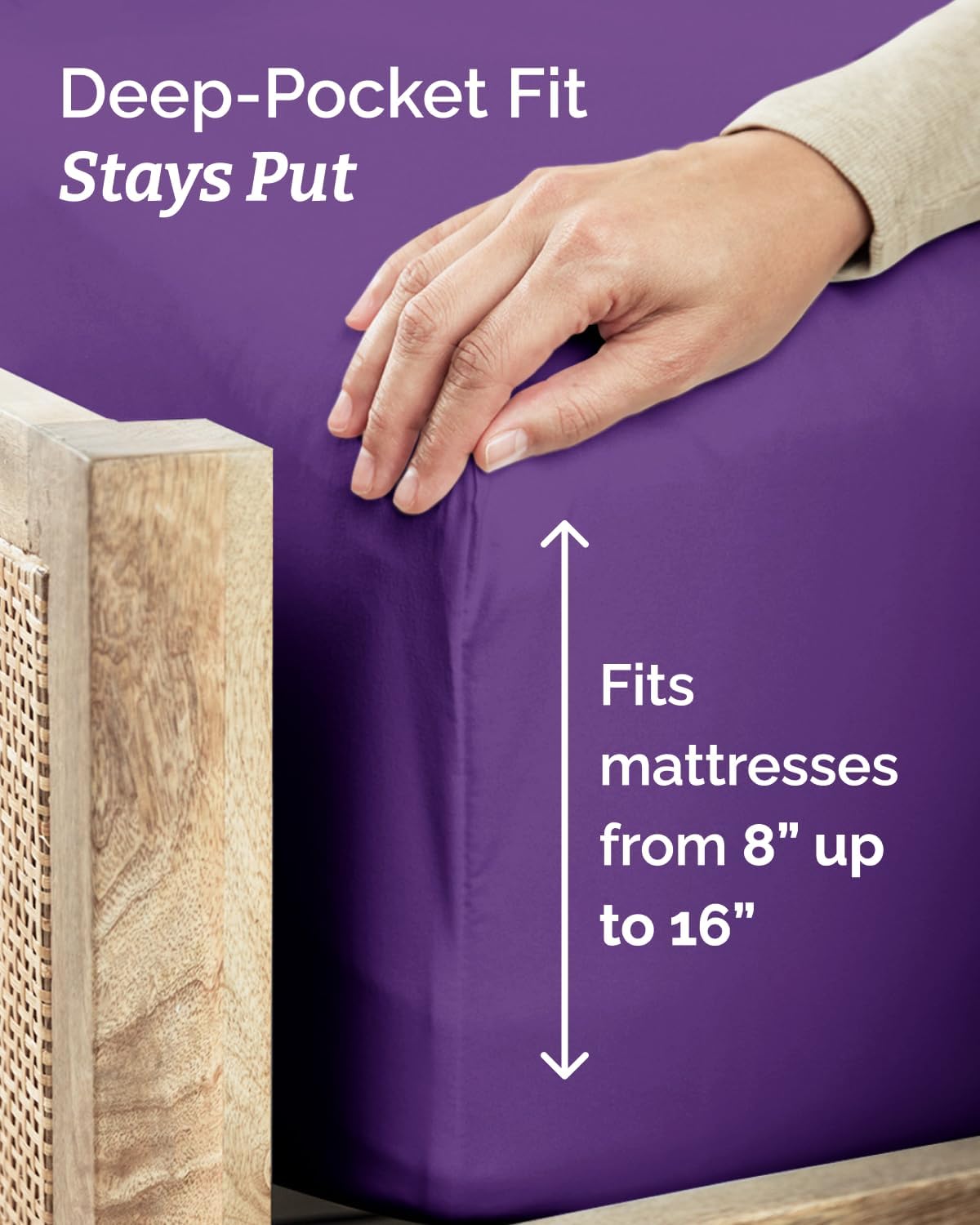 Twin Size 3 Piece Sheet Set - Comfy Breathable & Cooling Sheets - Purple