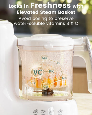 Grownsy Baby Food Maker, Steamer & Blender Baby Food Processor, White