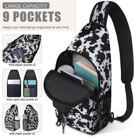 Pritent Crossbody Bags for Women Men Trendy Sling Bag Backpack Casual Chest Bag with Convertible Shoulder Strap
