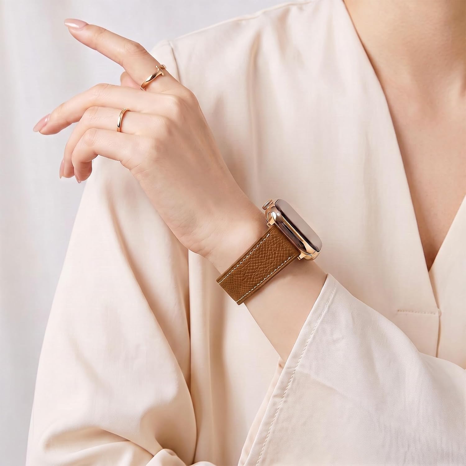 Designer Leather Band for Apple Watch Women with Signature H Buckle