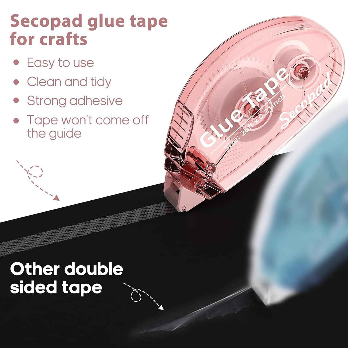 Secopad Scrapbook Tape, 8 Pack Glue Tape, Light-Colored Shell
