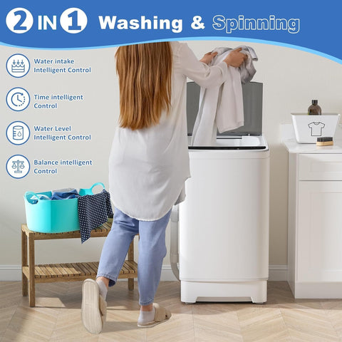 Erivess 1.9 Cu Ft Compact Portable Washing Machine, 8 Programs, for Homes