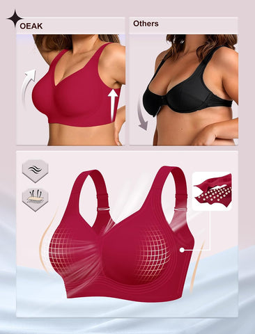 OEAK Womens Wireless Jelly Bras Plus Size Support Push Up Comfortable Bra