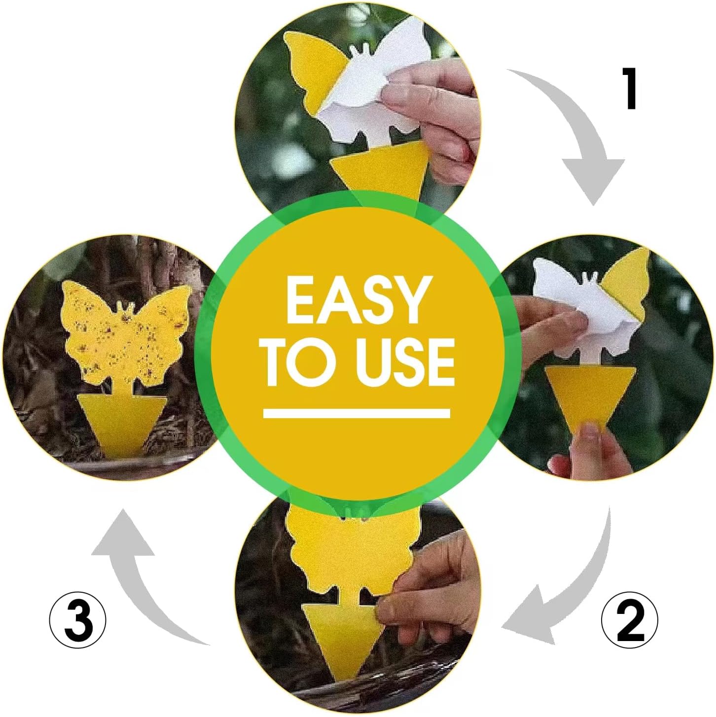 58 Pack Yellow Sticky Gnat Traps for Plants - Fungus Gnat Killer, Fruit Fly Traps for Indoors, Gnat Sticky Traps for Plants, Family Friendly Design, Sunflower + Butterfly Shapes