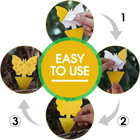 58 Pack Yellow Sticky Gnat Traps for Plants - Fungus Gnat Killer, Fruit Fly Traps for Indoors, Gnat Sticky Traps for Plants, Family Friendly Design, Sunflower + Butterfly Shapes
