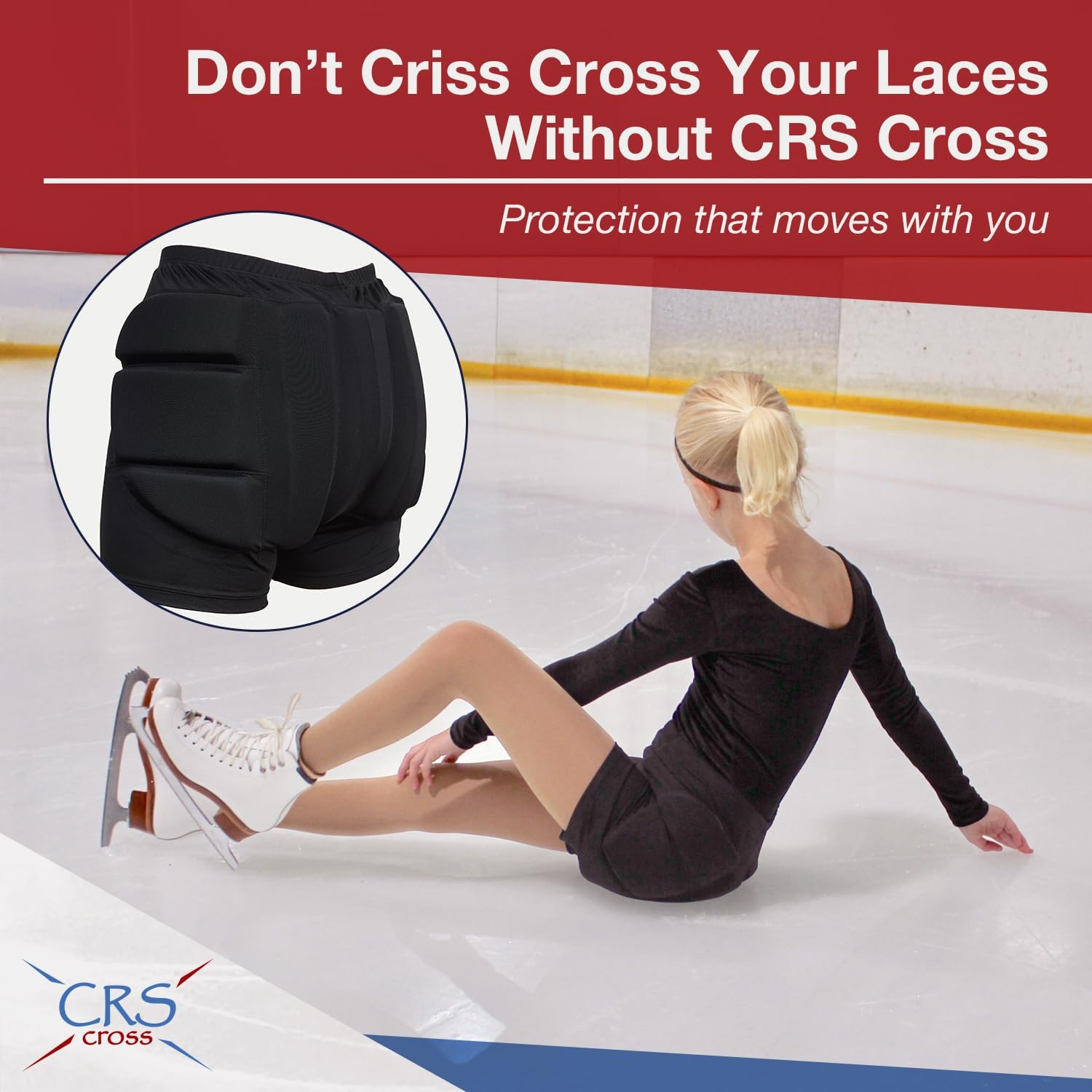 CRS Cross Padded Figure Skating Shorts. Crash Pad Pants for Hip / Tailbone