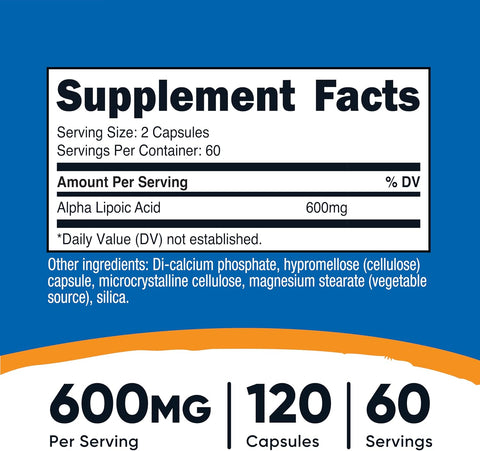 Nutricost Alpha Lipoic Acid (600mg) 120 Capsules, 60 Servings
