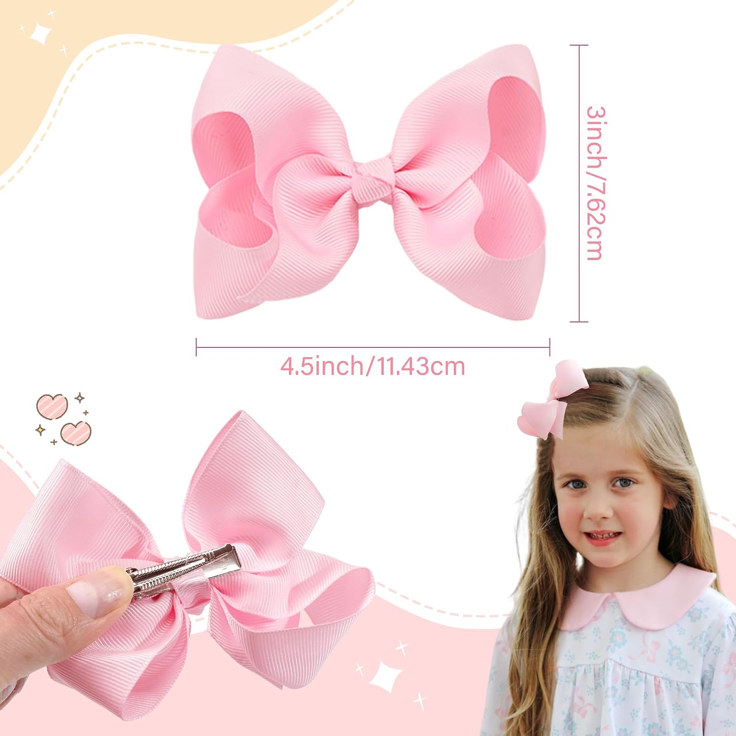CÉLLOT 40Pcs 4.5 Inch Hair Bow for Girls Toddler Hair Accessories in Pairs