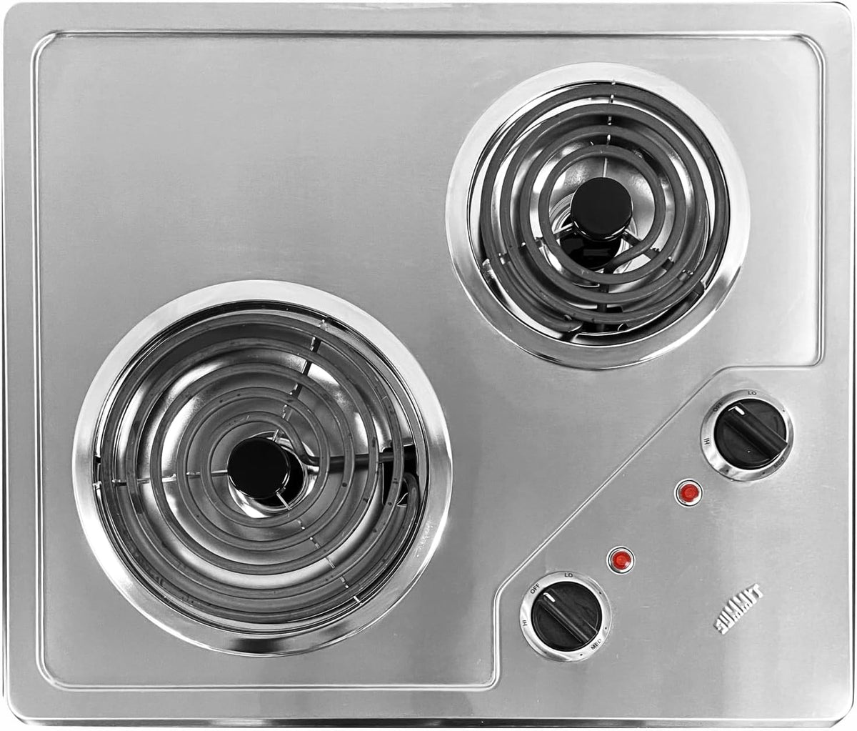 Summit 21" 2 Burner Electric Cooktop. 115 Volt Coil Electric Cooktop, ADA compliant, Stainless Steel- CR2B122