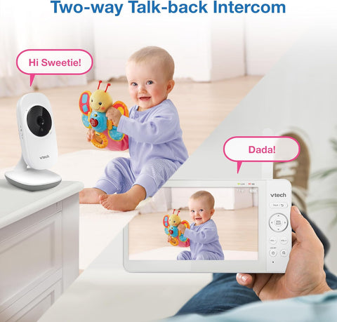 VTech Baby Monitor No WiFi with 7" Screen – 12Hr Battery, 1000ft Range, Night Vision, Two-Way Talk, Temperature Sensor, Lullabies, Sound-Activated Screen | 819 Max