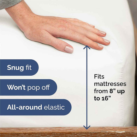 Split King Size 5 Piece Sheet Set - Breathable & Cooling - Antique White