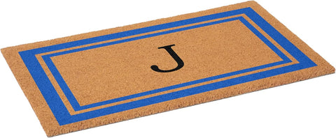Calloway Mills 152971830J Blue Border 18" x 30" Monogram Doormat (Letter J)