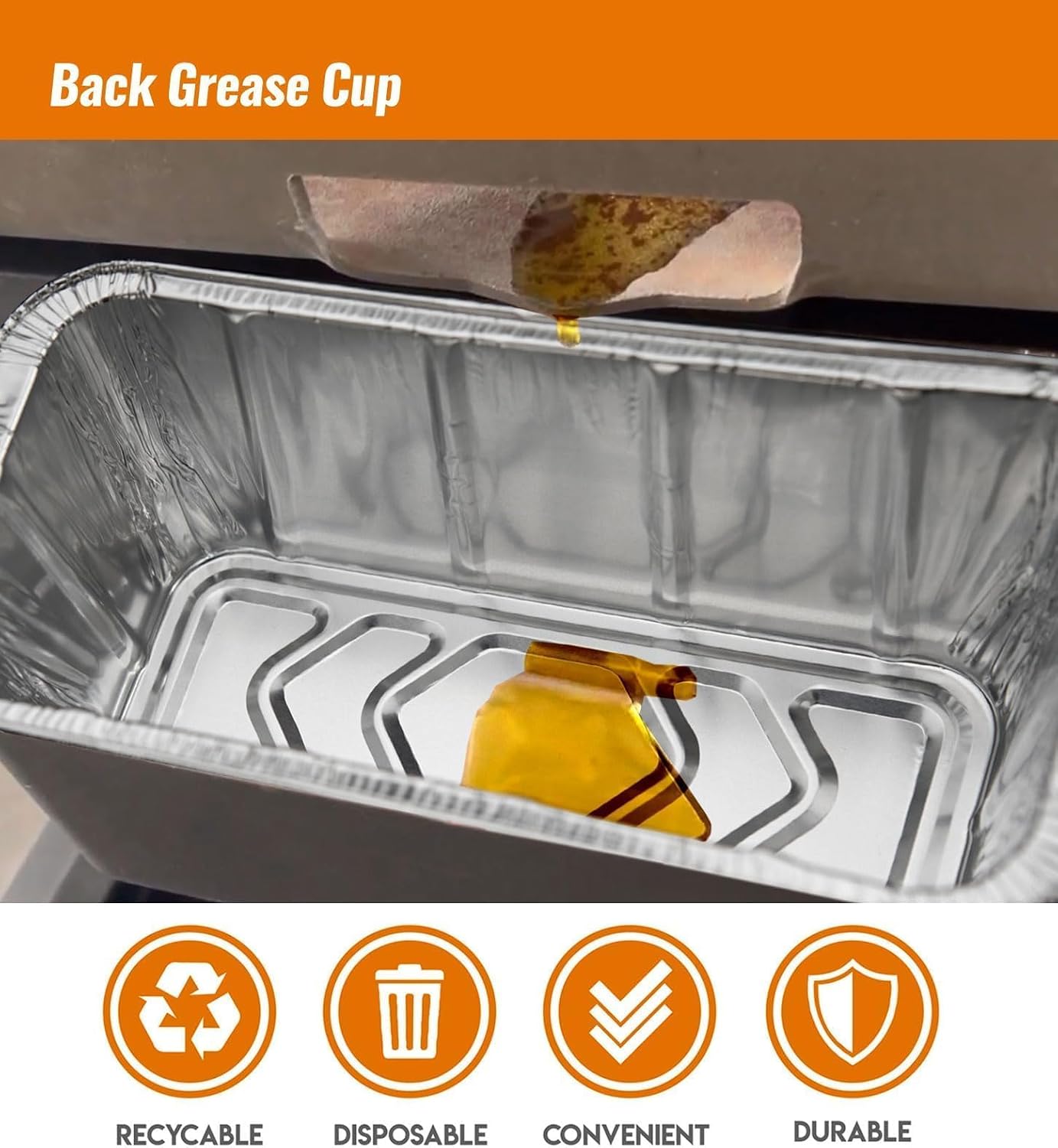 NUPICK 60 Pack Grease Cup Liners for Blackstone, Griddle Accessories for Blackstone 17"/22"/30"/28"/36" Griddle, Easy Cleaning Disposable Aluminum Grease Traps & Drip Pans for Blackstone Catcher, 5017