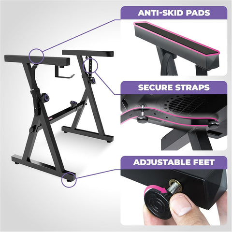 Liquid Stands Piano Keyboard Stand and Bench Set - Portable Heavy Duty Digital Piano Stand for 54-88 Key Electric Pianos & Adjustable Chair, Stool, Seat - Sturdy Keyboard Music Accessories
