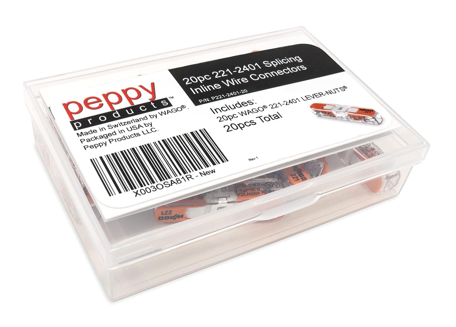 WAGO 221-2401 Lever Nuts Compact Splicing Inline Wire Connectors with Case | 20pc