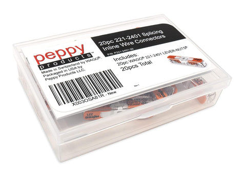 WAGO 221-2401 Lever Nuts Compact Splicing Inline Wire Connectors with Case | 20pc