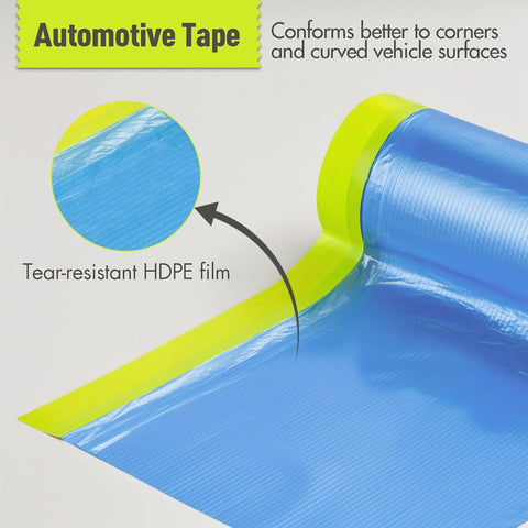 Tangibay Pre-Taped Masking Film for Painting, 22" x 66', 5 Rolls