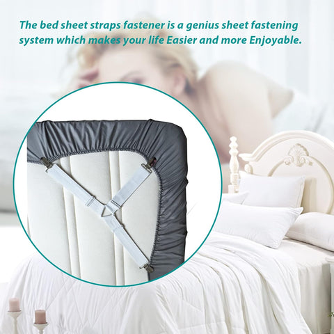 RayTour Bed Sheet Holder Straps 4 Pack - Elastic Sheet Keepers for Fitted Sheets