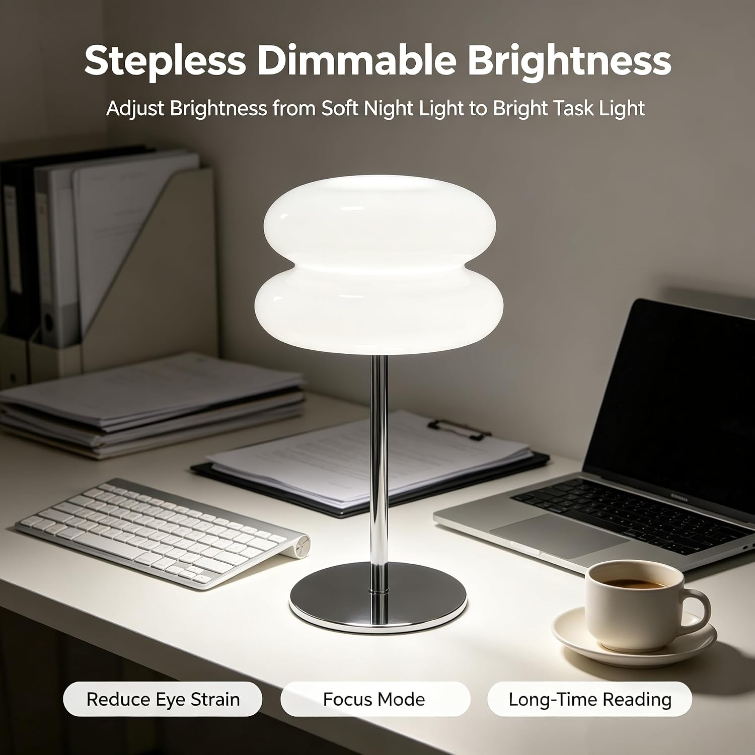 Bedroom Mushroom lamp, Medieval Modern Bedside Table lamp, dimmable Retro Egg Tart Headlight, Unique Home Mushroom Decoration Aesthetic Lovely Living Room Desk lamp (White)