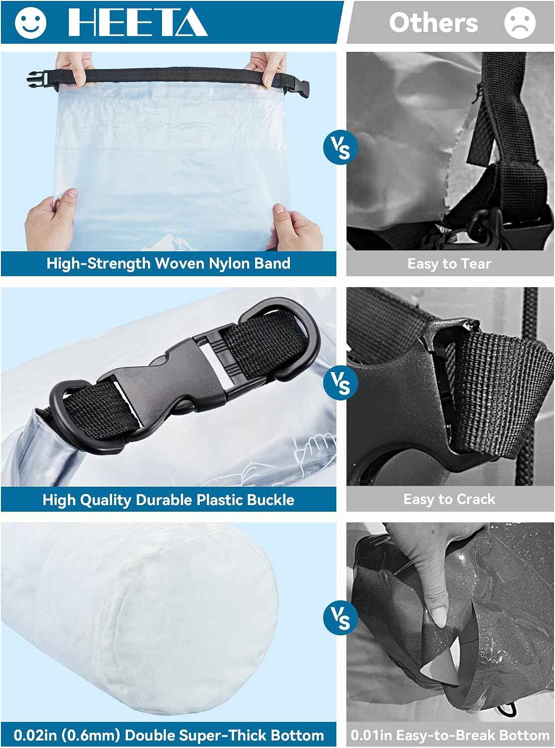 HEETA Dry Bag Waterproof Backpack with Phone Case 5L/10L/20L/30L/40L