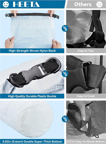 HEETA Dry Bag Waterproof Backpack with Phone Case 5L/10L/20L/30L/40L