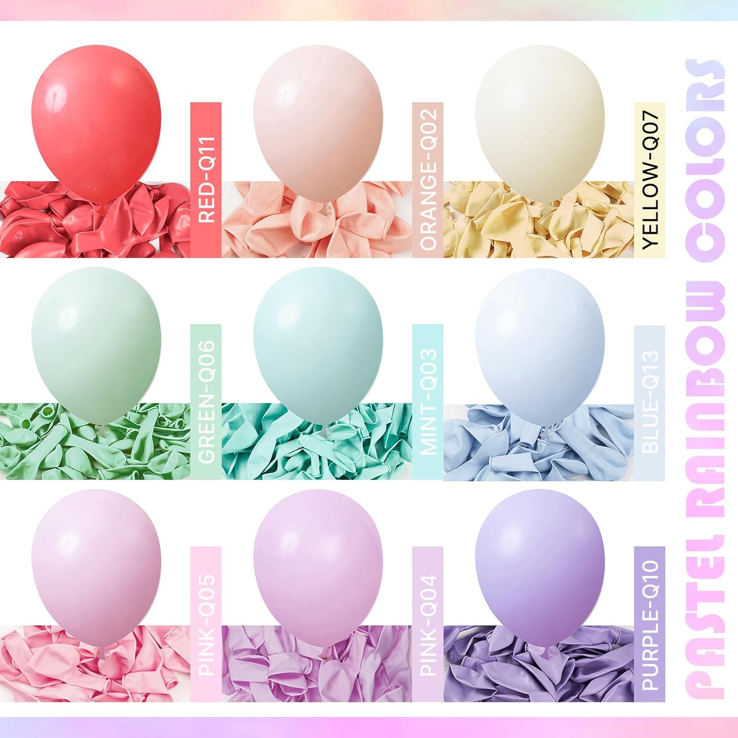 PartyWoo Pastel Balloons 100pcs Pastel Rainbow Balloons 12 Inch