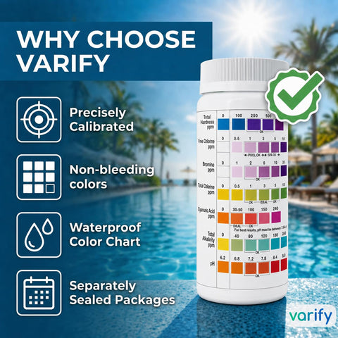 Varify 7in1 Pool Test Strips 150 Hot Tub Test Strips and Spa Test Strips