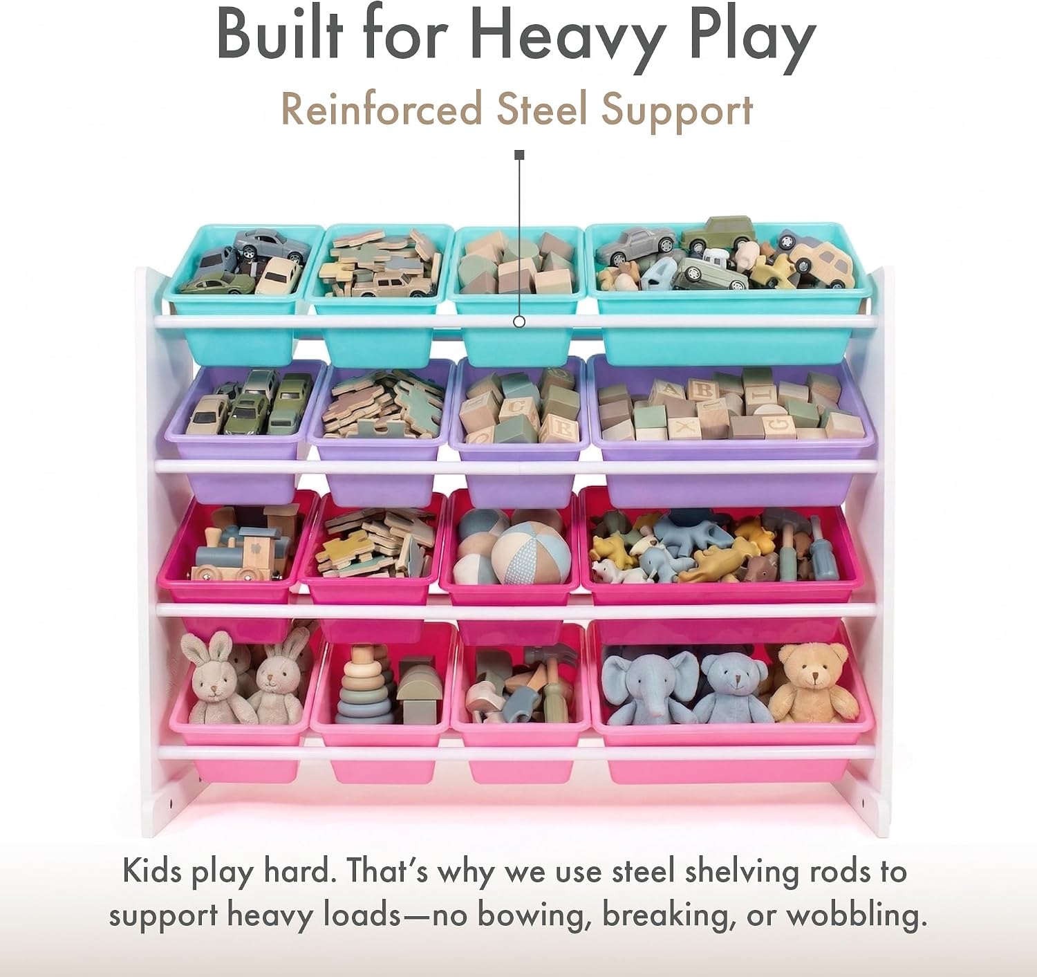 Humble Crew Kids Toy Organizer with 16 Bins, 4 Tier Storage for Playroom