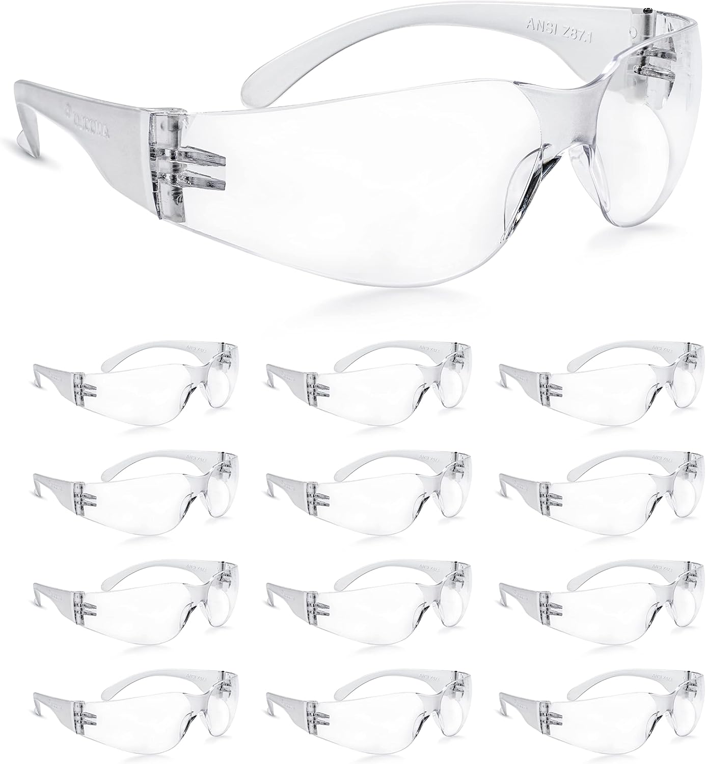 amoolo Clear Safety Glasses, ANSI Z87.1 Impact Resistant, 48 Pack, Adult