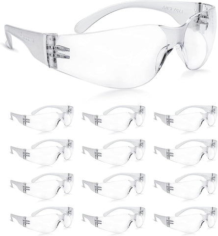 amoolo Clear Safety Glasses, ANSI Z87.1 Impact Resistant, 48 Pack, Adult