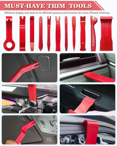 Poraxy 19Pcs Trim Removal Tool,Car Panel Door Audio Trim Removal Tool Kit, Auto Clip Pliers Fastener Remover Pry Tool Set with Storage Bag