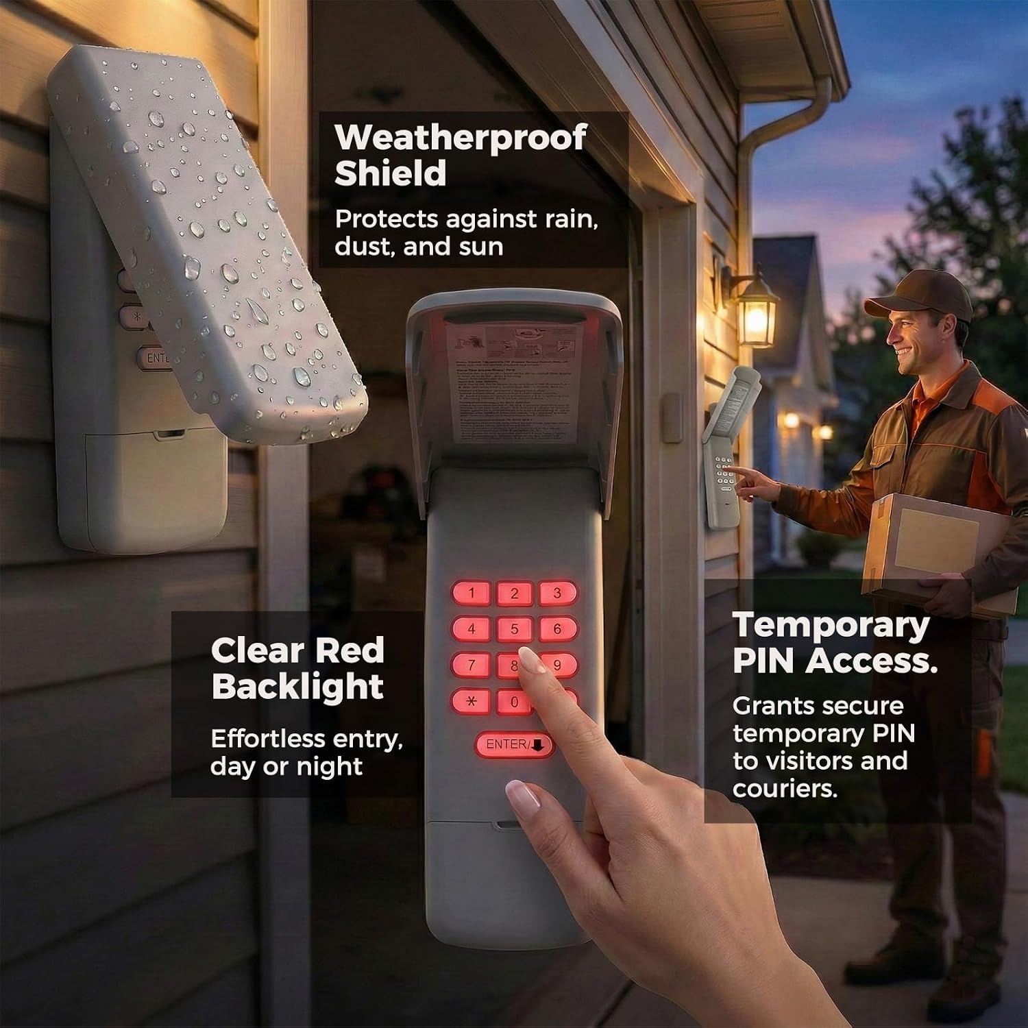 3-in-1 Garage Door Opener Keypad with 2 Keychain Remote Compatible with Liftmaster, Chamberlain, Craftsman Openers, Works with Yellow/Purple/Red/Orange/Green Learn Button, Replaces 878MAX 893MAX