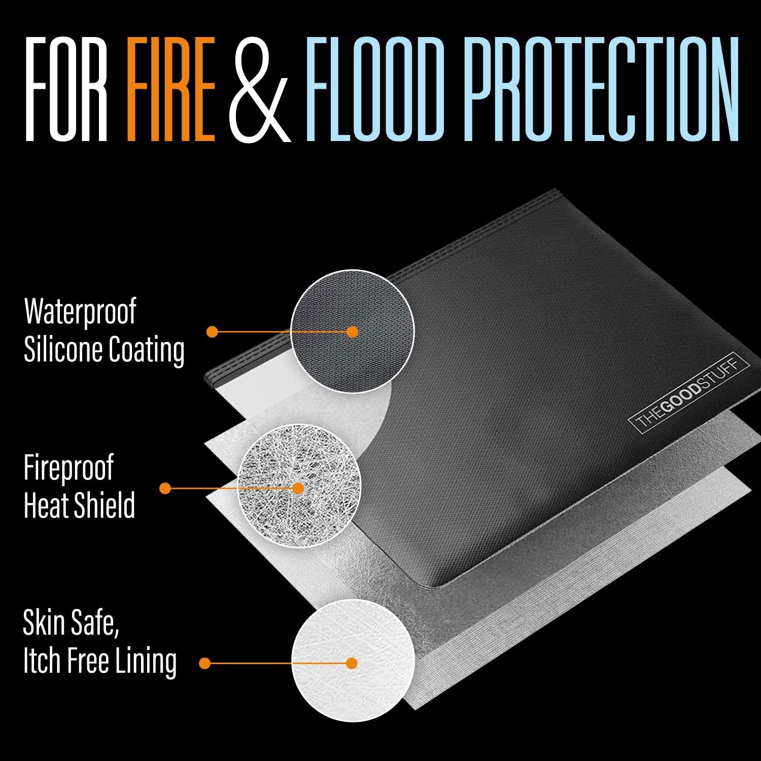 Fireproof Document Pouch (10"x13")- Protect Cash with a Fire Safe Money Bag